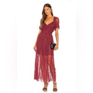 Free People Burgundy Lace Maxi Dress